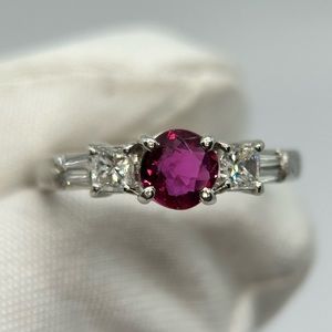 Estate Platinum Diamond Ruby Ring